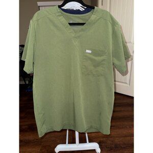 Figs Men's Green Short Sleeve Flap Pocket Scrub Shirts Size L